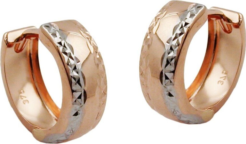 Creole Creolen Goldcreolen 375 Rotgold teilrhodiniert bicolor diamantiert Damen