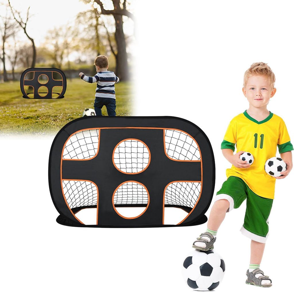 NAIZY 2 in 1 Fussballtor Faltbare Fußballtor Training für Kinder und Jugendliche Garten fußballtore 121x80x80cm, 2 Schusslöchern, 1 Tragetasche