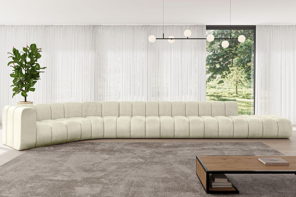 ALTDECOR Modulares Sofa Ecksofa in L-Form - Tilmo-L3 - 581x194x70 cm Beige - Corner modular Sofa Eckcouch Couch Wohnlandschaft Cauchsofa Bodensofa ...