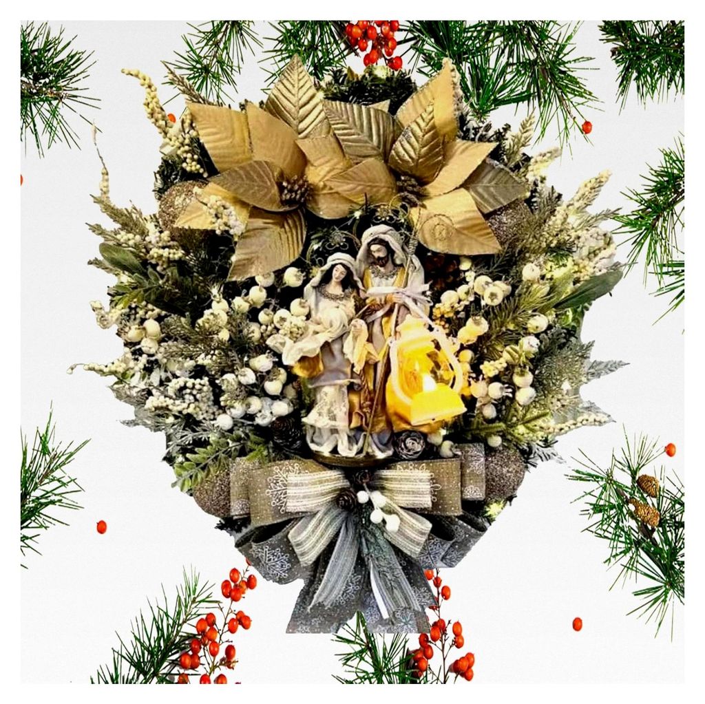 Weihnachtskranz für den Außenbereich – Vintage beleuchtete Girlande zur Dekoration für Eingangstüren, Fenster, Veranden und Regale