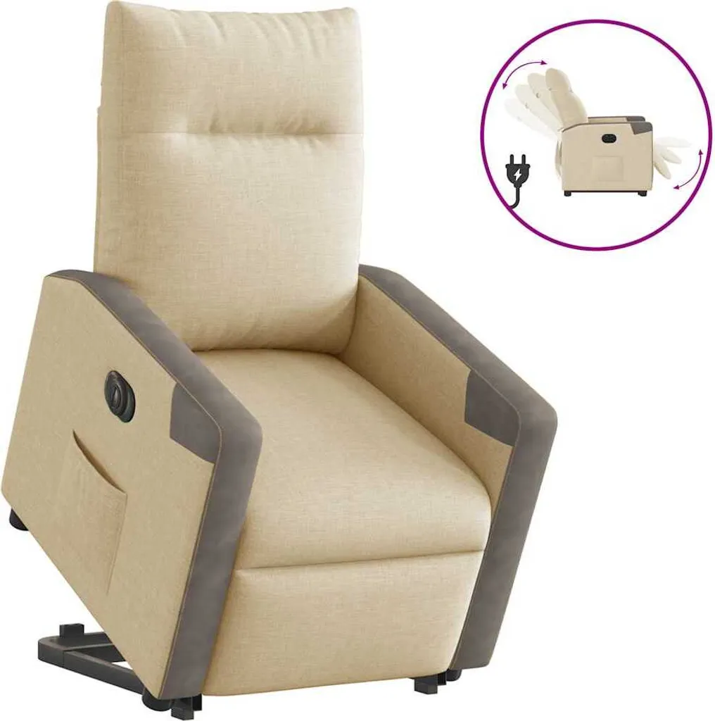 Fauteuil inclinable électrique crème en tissu - Modèle Confort S10