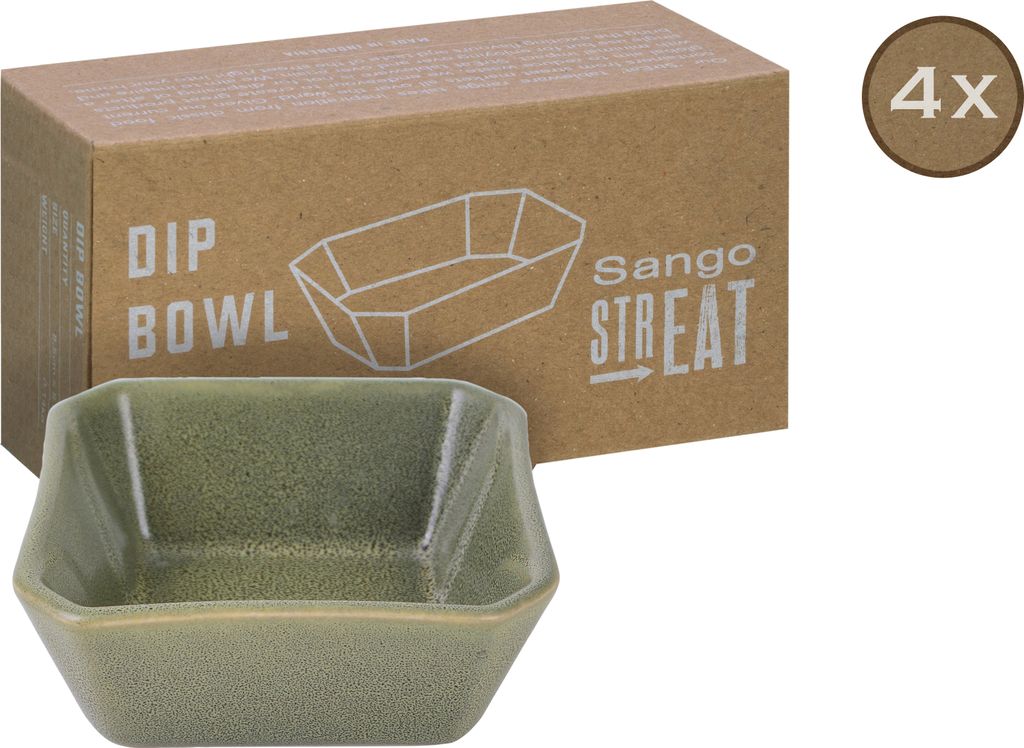 CreaTable, 33980, Streat Food Grün, Dip Bowl 4-tlg, Steinzeug
