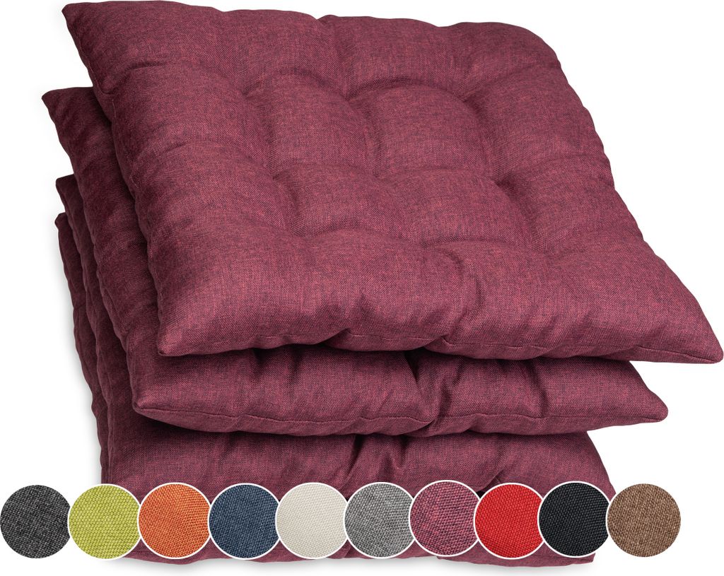 Sunnypillow 4er Set Stuhlkissen mit Bändern 40x40 cm Bequeme Polsterauflage 8cm dick Auflage für Stühle / Bänke in Haus und Garten Sitzkissen S...
