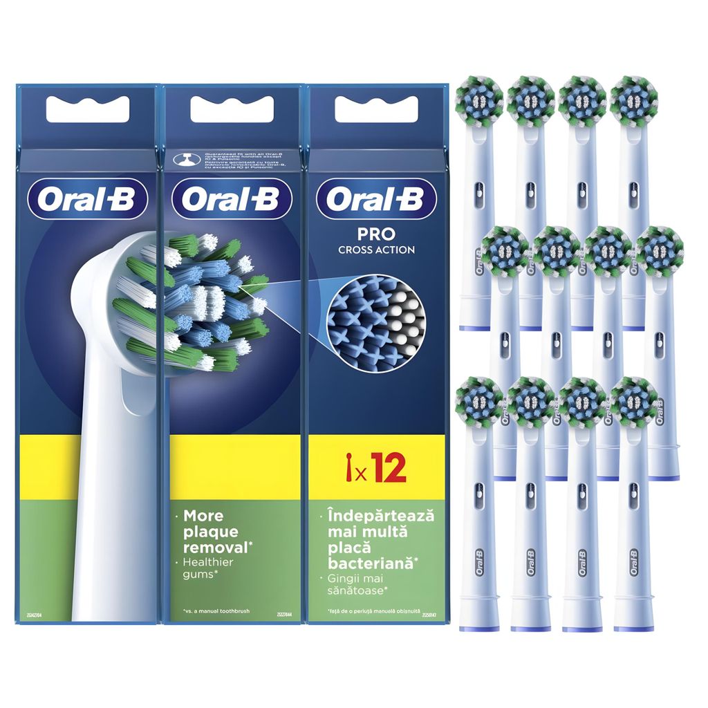 Oral-B Cross Action – Aufsteckbürsten für Elektrische Zahnbürsten – 12 Stück – Original – Indikatorborsten – Kompatibel mit Rotations...
