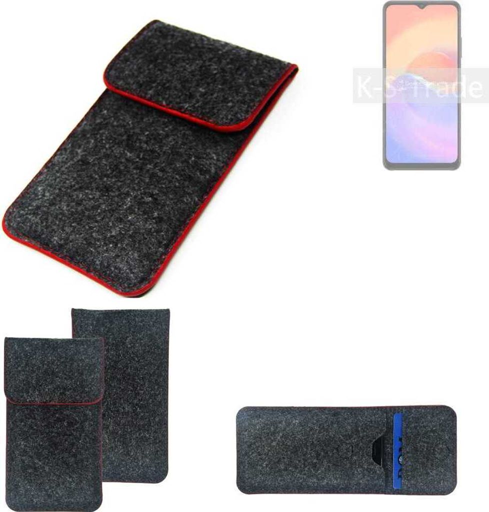 K-S-Trade Handy Schutz Hülle kompatibel mit ZTE Voyage 30S 5G Schutzhülle Handyhülle Filztasche Pouch Tasche Case Sleeve Filzhülle dunkelgrau