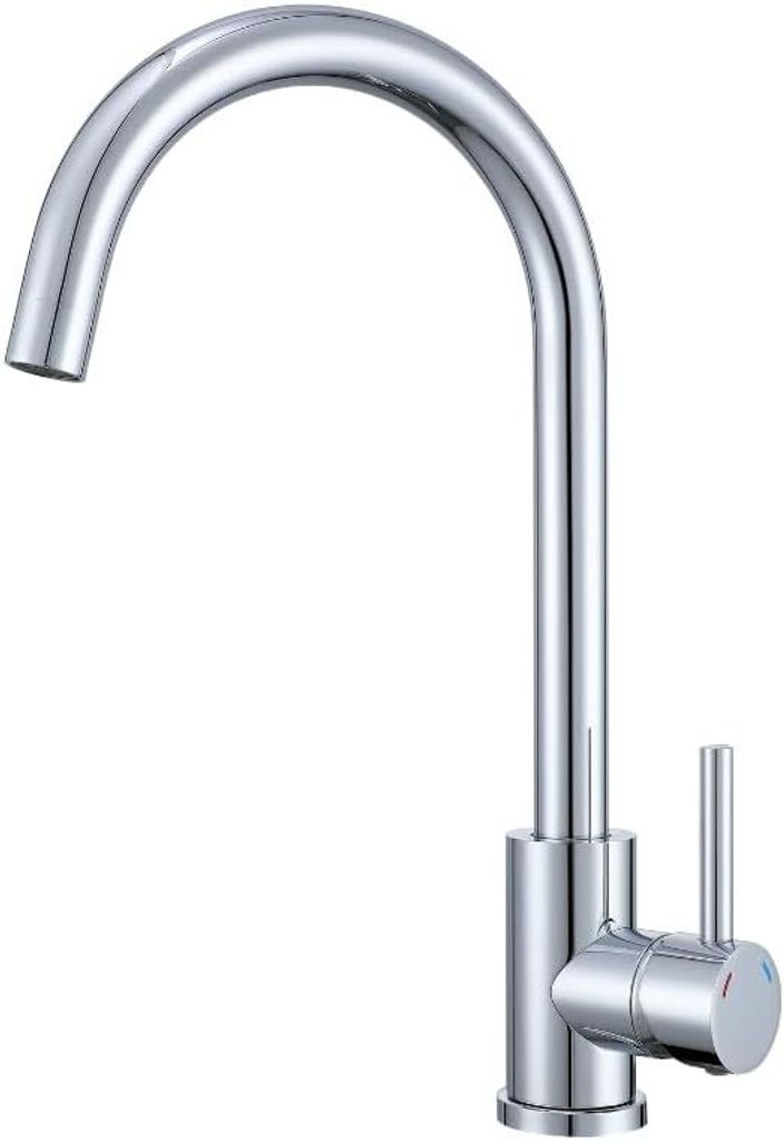 VBChome Küchenarmatur Verchromter Edelstahl Granitoptik 360° drehbar – Einhebel Mischbatterie für Spüle, Wasserhahn modern für Spültisch