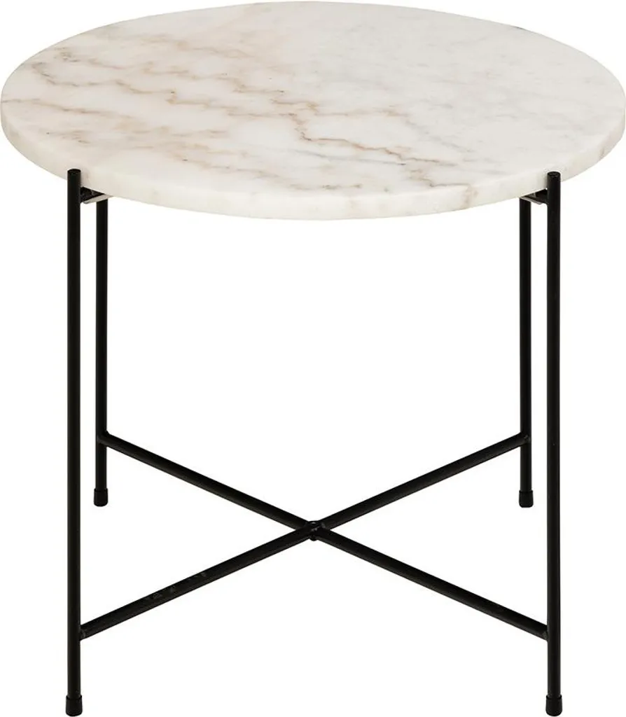 Table basse ronde Lisa Design Ezaro 52 cm en marbre blanc et acier