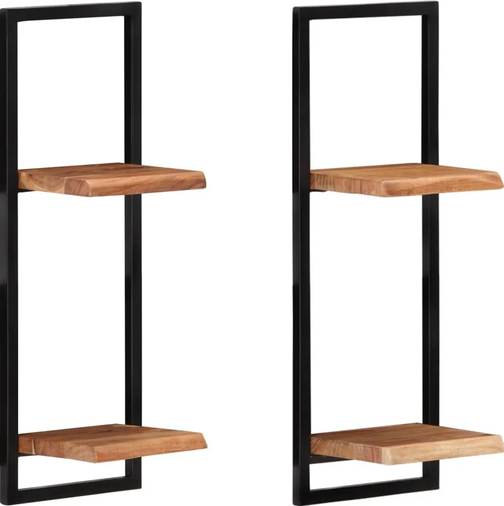 Set 2 Mensole Sospese vidaXL 25x25x75 cm Acacia e Design Industriale