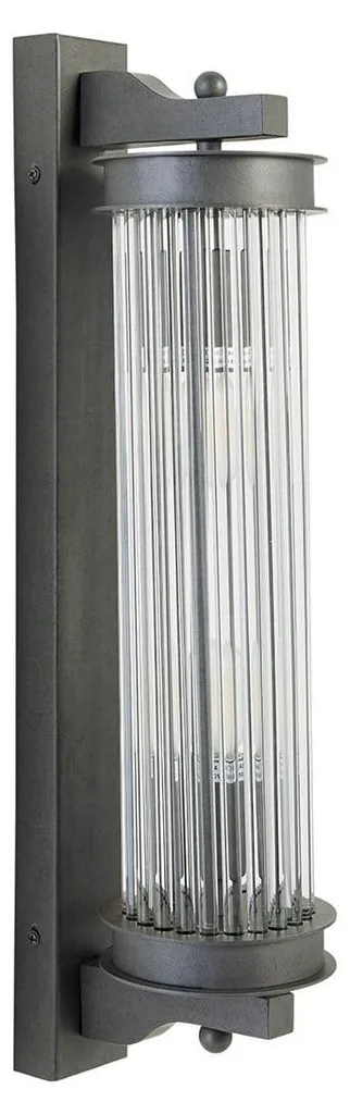 Luminaire tube verre pour éclairage salon ou couloir métal gris