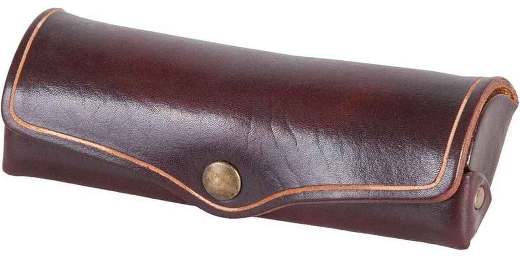 MIKA Brillenetui, klein, Sattelleder, Druckknopf, braun Produktbild 