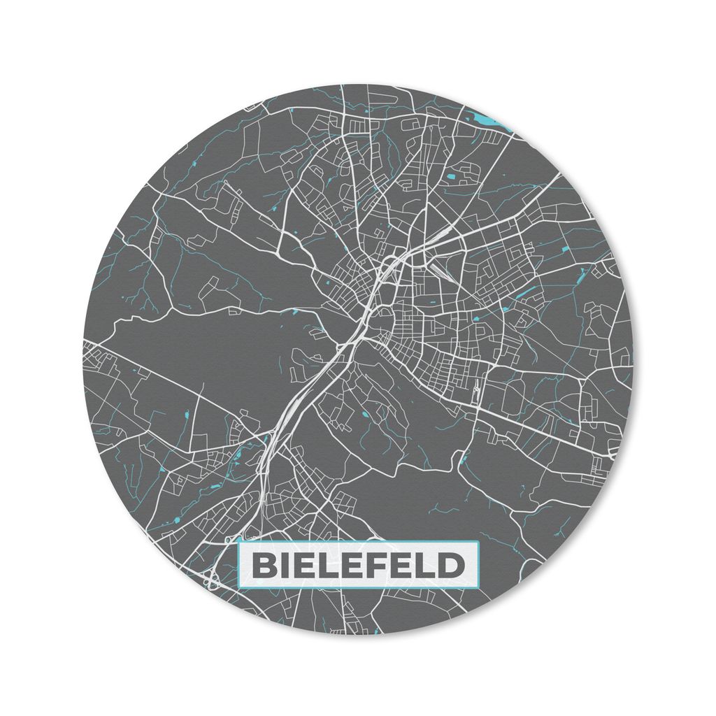 MuchoWow Mauspad Mousepad Stadtplan - Bielefeld - Deutschland - Karte 40x40 cm - Mousepads - Maus Mat - Pad - Mausunterlage - Schreibtisch Access...
