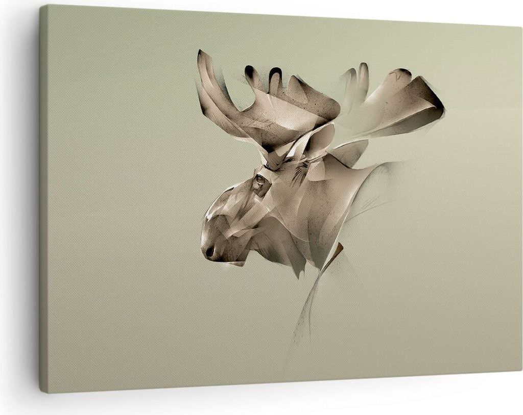 Bild auf Leinwand - Leinwandbild - Elch Abstraktion - 70x50cm - Wand Bild - Wanddeko - Wandbilder - Leinwanddruck - Bilder - Kunstdruck - Wanddekor...