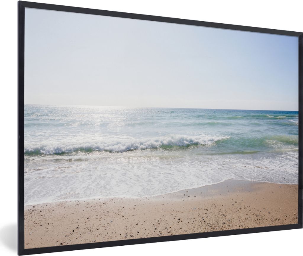 MuchoWow MuchoWow Gerahmtes Poster Strand - Wasser - Türkis 90x60 cm - Poster mit zchwarzem Bilderrahmen - Fotorahmen - Foto-Plakat