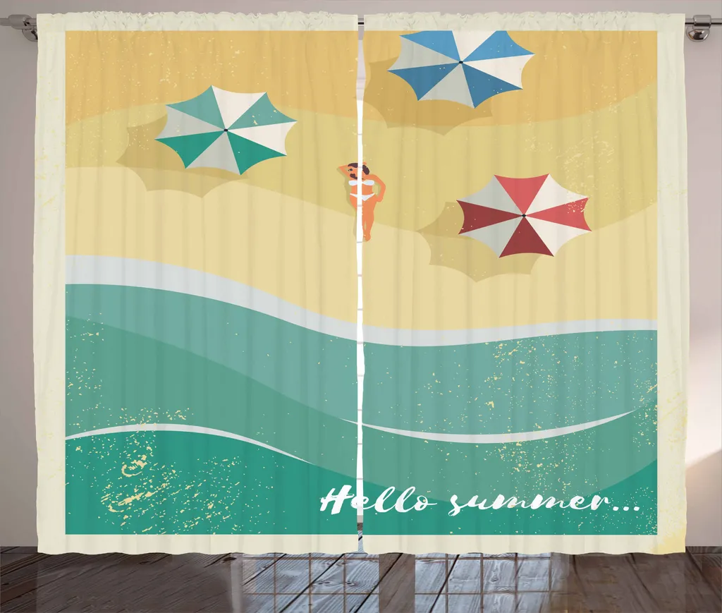 Tenda Lavabile 280x175 cm Multicolore - Tema Spiaggia ABAKUHAUS
