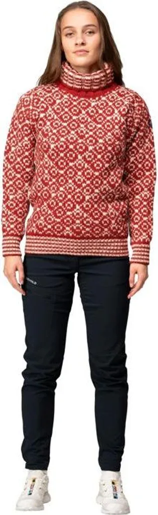 Pull Devold Svalbard High Neck : maille épaisse en laine rouge pour L