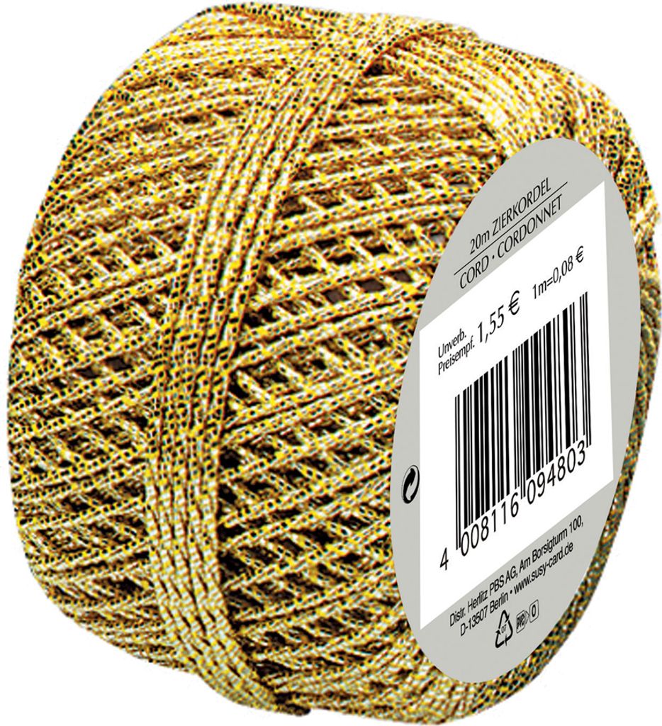 SUSY CARD Zierkordel "Cordonnet" gold (B)1 mm x (L)20 m