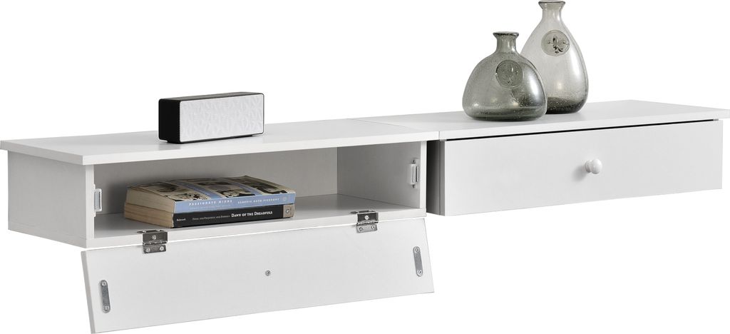 [en.casa] Wandregal mit Tür im 2er Set weiß Wand Regal Produktbild 