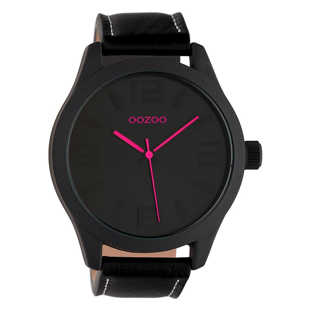 Oozoo Armbanduhr schwarz Leder Timepieces Damen Analog-Quarzuhr UOC1068A