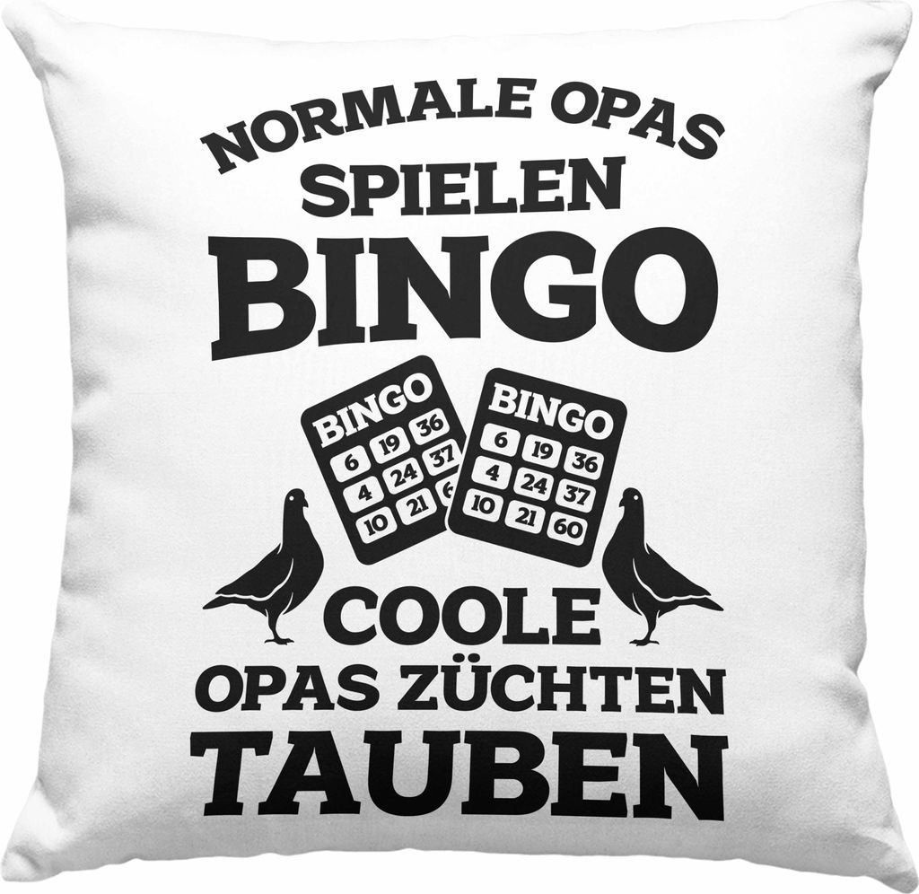 Trendation - Taubenzüchter Geschenkidee Deko-Kissen mit Füllung 40x40 mit Spruch Taubenbesitzer Geschenk Taubenliebhaber Opa (Grau)