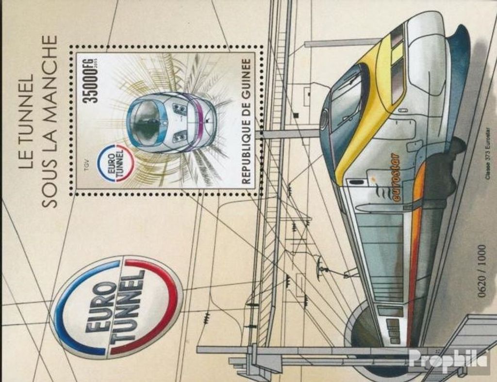 Briefmarken Guinea 2015 Mi Block 2576 (kompl. Ausgabe) postfrisch Der Tunnel durch den Ärmelkanal