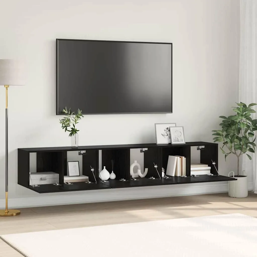 Set 3 Mobili TV Nero Maison Exclusive 60x30x30 | Mobile Economico