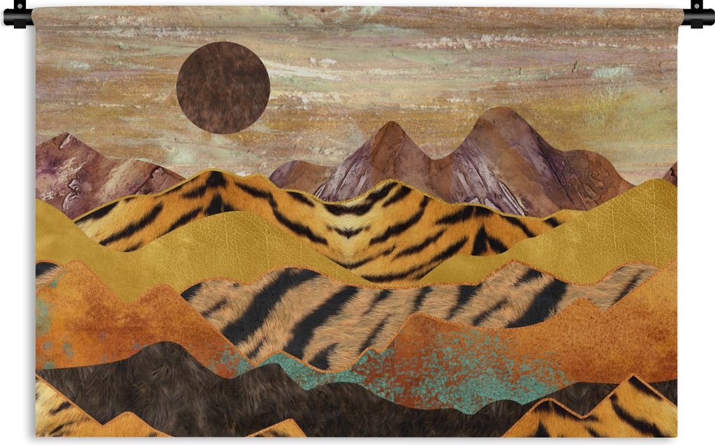 MuchoWow Wandteppich Wandbehang Marmor - Tigerdruck - Gold 120x80 cm Tapisserie Dekoration Wandtuch - Wanddekorationen - Wandtücher