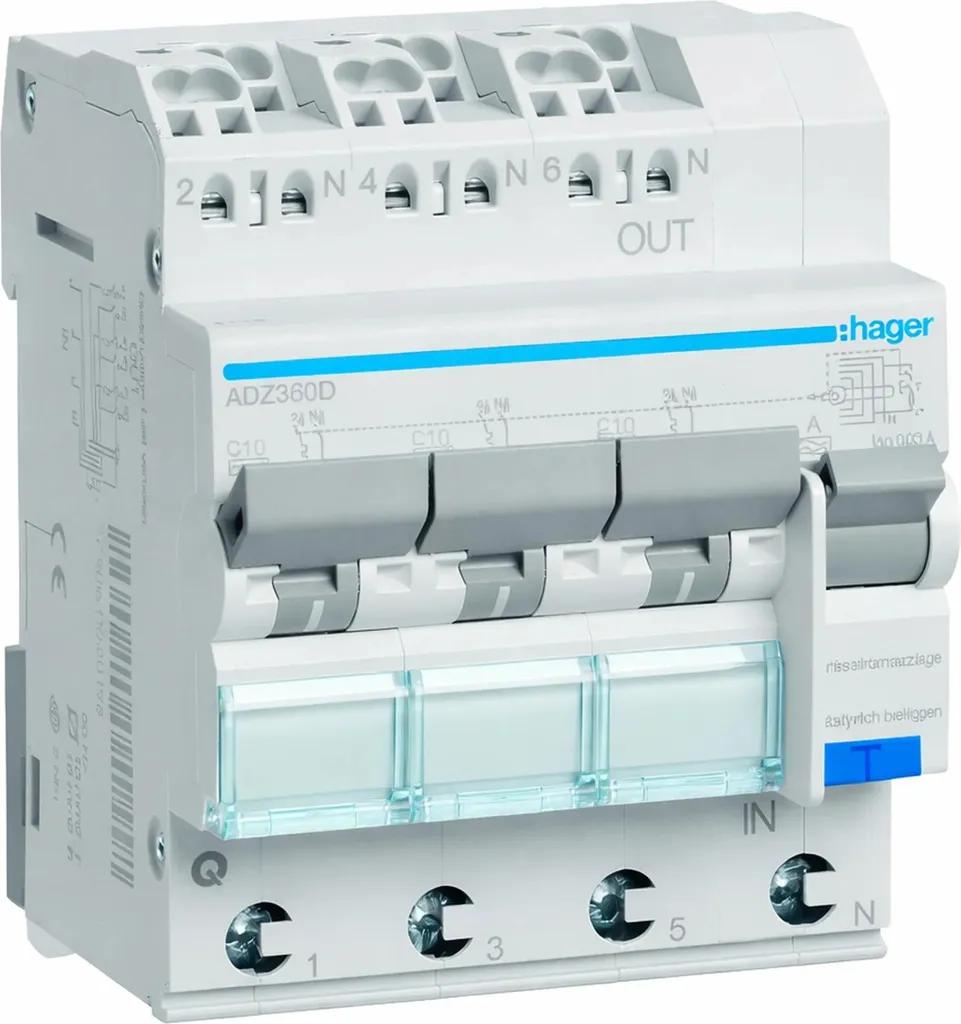 Disjoncteur Hager LS MCN310E 3 pôles 6kA C10 pour tableau électrique