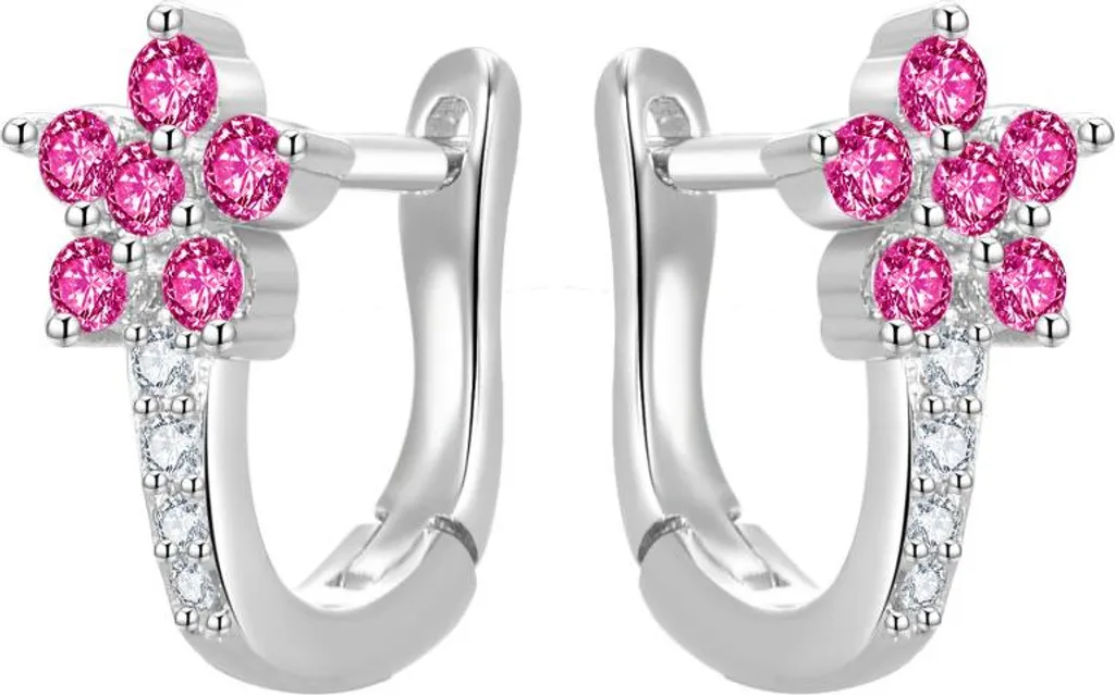 Boucles d'oreilles fleurs scintillantes et zircons cubiques AGUC3334-F