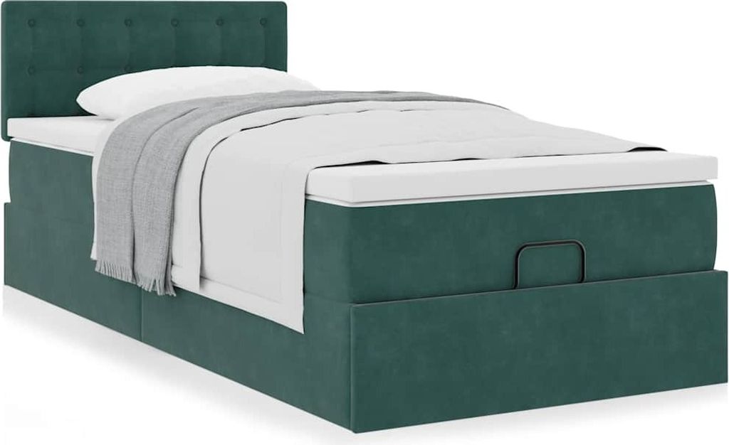 Maison Exclusive - Ottoman-Bett mit Matratze Dunkelgrün 90x190 cm Samt