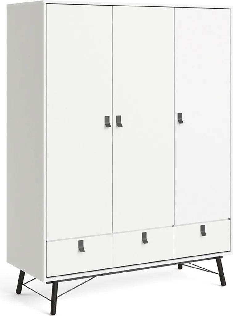 Armoire Rye 3 portes blanc mat : fini le désordre avec ses 3 tiroirs XXL