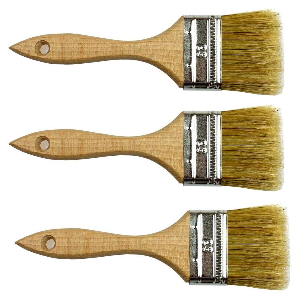 Flachpinsel Malerpinsel 3er Set mit Holzgriff Größe: 63 mm/14 mm