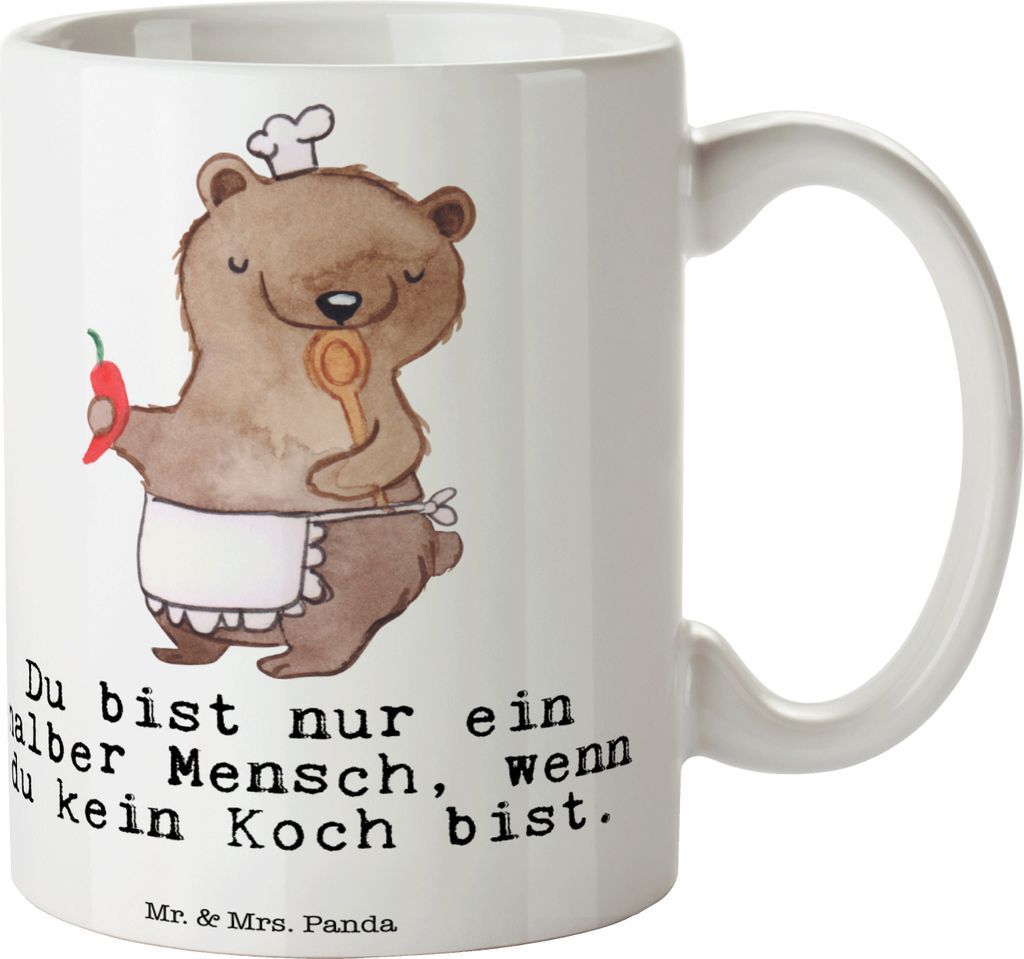 Mr. & Mrs. Panda Keramiktasse Koch Herz - Weiß - Geschenk, Becher, Chefkoch, Tasse, Teetasse, Trinkbecher, Pott, Restaurant, Spruch, Kaffeetasse, ...