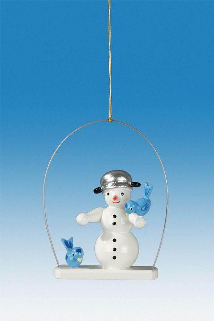 Baumbehang Schneemann im Ring mit Vögel Höhe ca. 6cm NEU Produktbild 