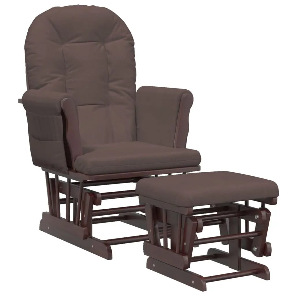 Fauteuil relax glissant en tissu avec tabouret de basculement brun