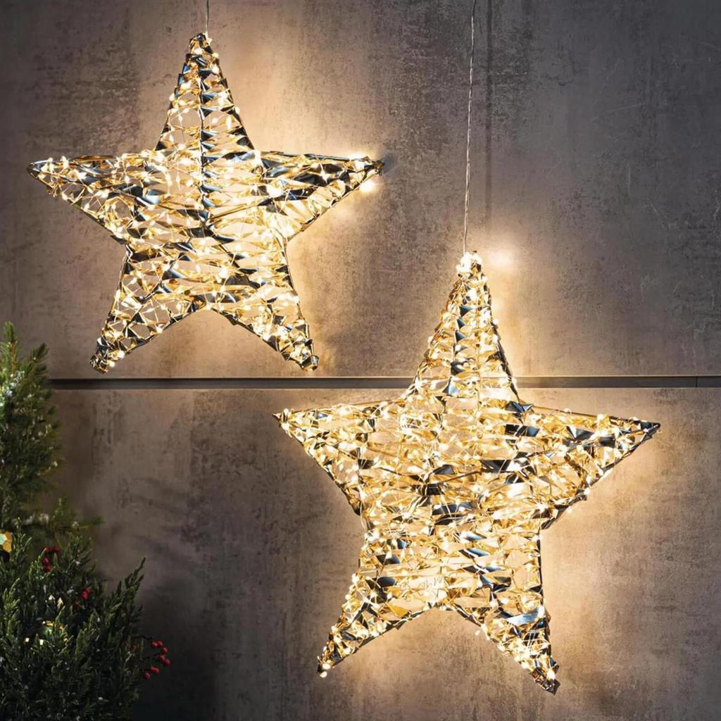 2x LED Stern "Golden" aus Metall & Kunststoff, gold, 200 / Produktbild 