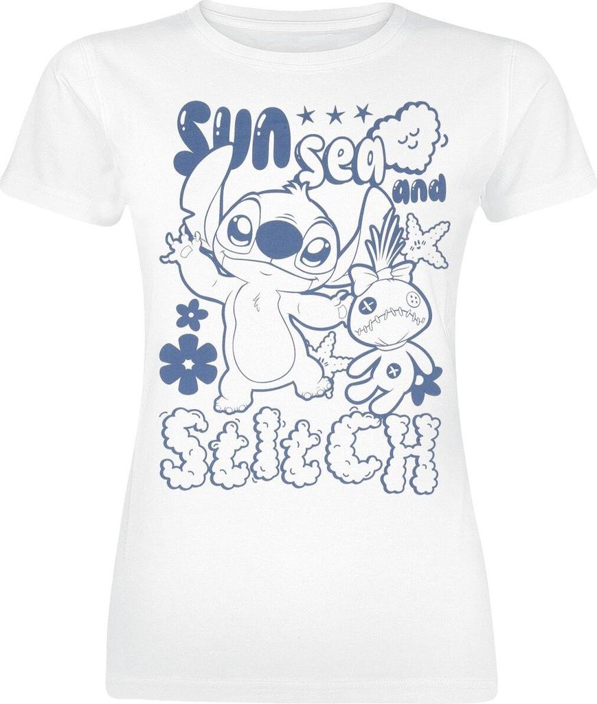Lilo & Stitch T-Shirt Damen Sun Sea And Stitch weiß S