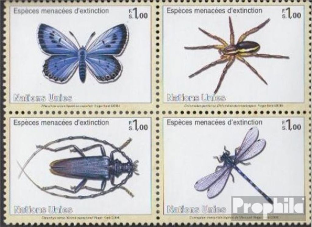 Briefmarken UNO - Genf 2009 Mi 640-643 Viererblock (kompl.Ausg.) postfrisch Insekten und Spinnentiere