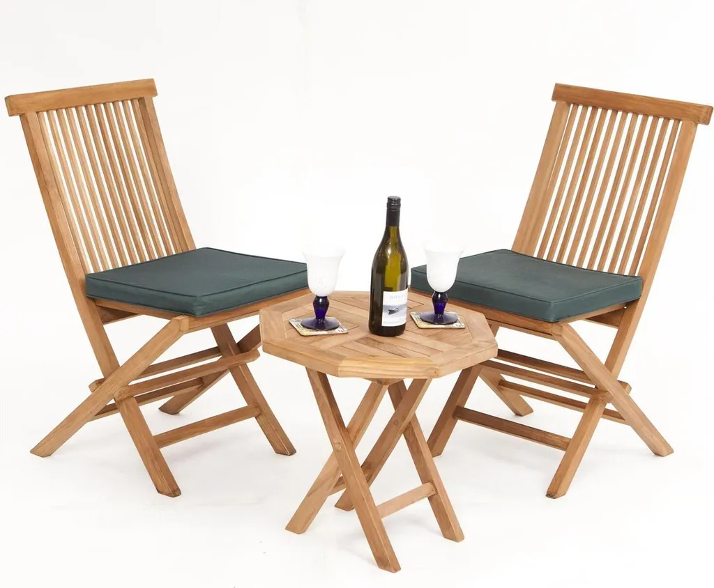 Salon de jardin Teako Design table et 2 chaises pliantes en teck massif