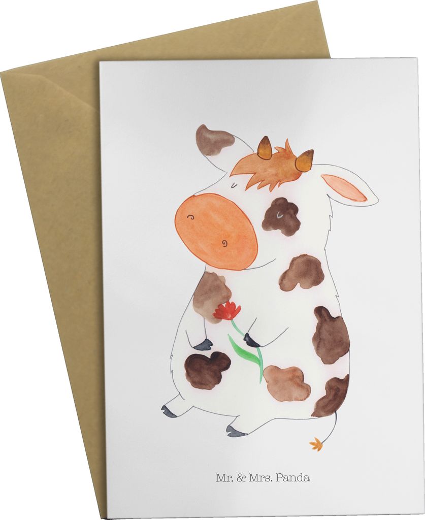 Mr. & Mrs. Panda Klappkarte Kuh - Weiß - Geschenk, Spruch, Produktbild 