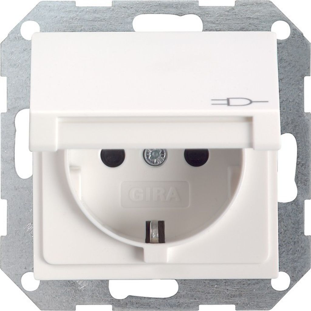 GIRA - System 55 - Schuko-Steckdose mit Klappdeckel *reinweiss seidenmatt* (0454 27)