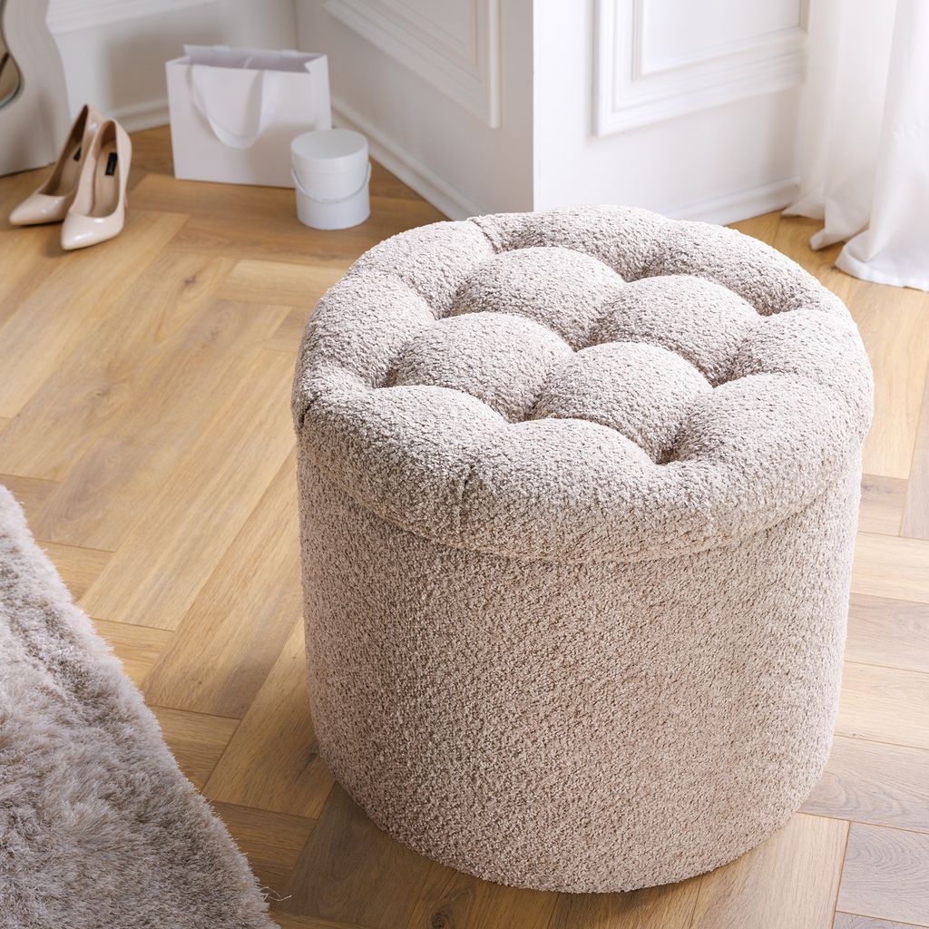 riess-ambiente Runder Hocker MODERN BAROCK 50cm champagner Produktbild 