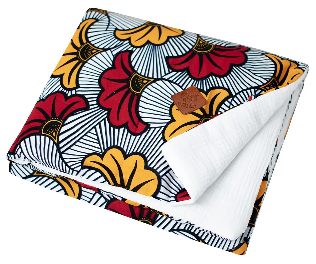 Couverture Wax enfant 100x70 cm Rouge - Plaid Sevira Kids haute qualité