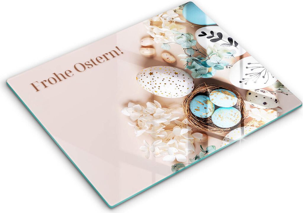 Glasschneideplatte - Herdabdeckplatte - 40x52 cm - Schneidebrett - Spritzschutz - Frohe Ostern!