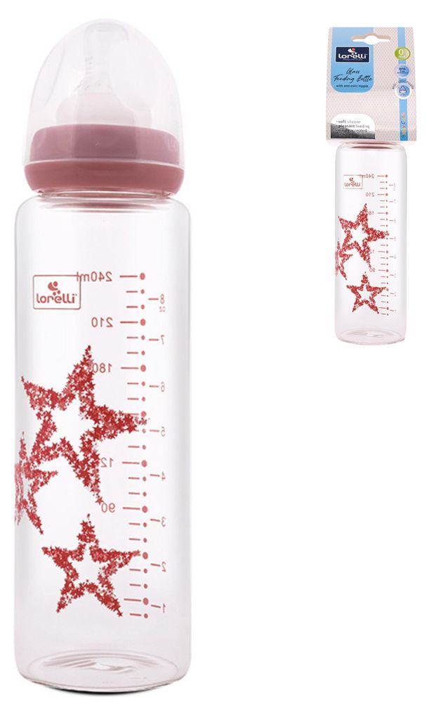 Biberon in vetro Lorelli da 240 ml con tettarella Immagine del prodotto 