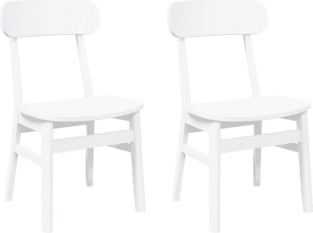 Set 2 Sedie vidaXL Legno Massello Bianco Gomma | Design Scandinavo