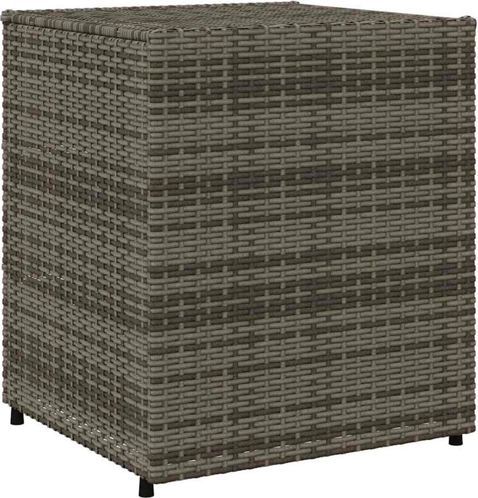 A gray poly rattan garden cabinet.
