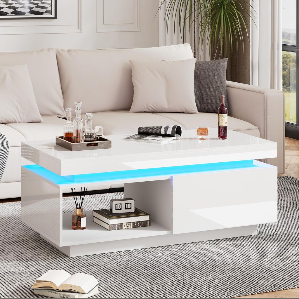 OKWISH Table basse 100x50x40 cm Avec 1 Tiroir et Finition Image du produit 