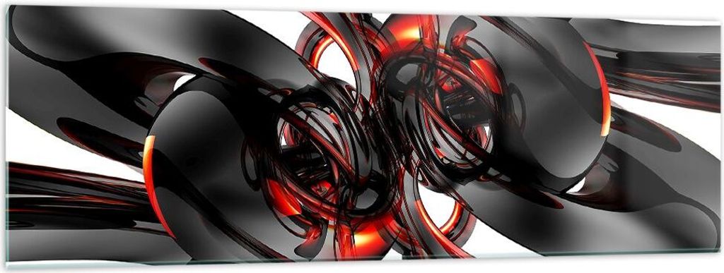 Bilder auf glas - Abstrakt Ring Glas Komposition - 160x50cm - Glasbilder - Wandbilder - Kunstdruck - zum Aufhängen bereit - Wanddekoration aus Gla...