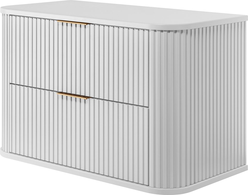 Badezimmerschrank, Weiß, 80,4 x 51,7 x 41,5 cm, Goldene Griffe