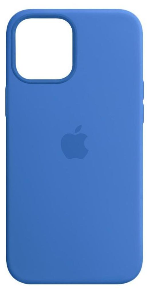 A blue iPhone case with the Apple logo in the center, shown against a white background.